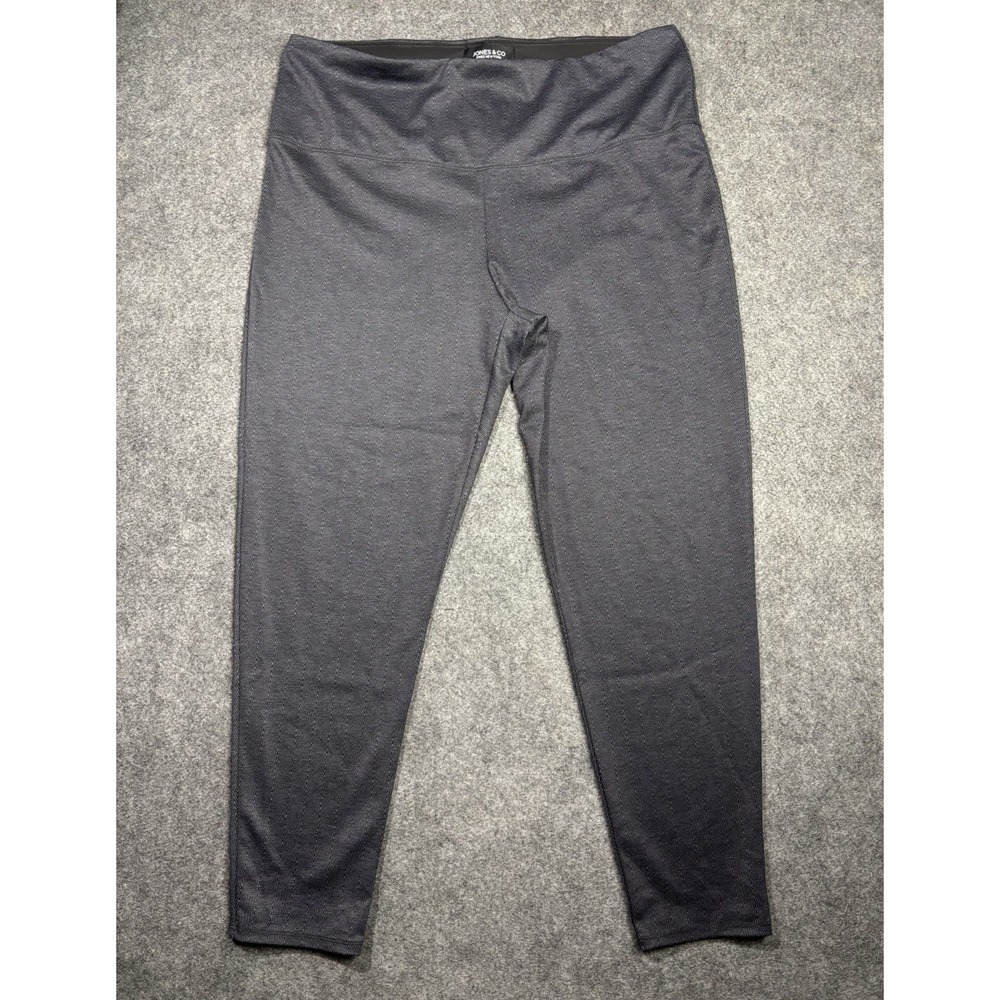 Jones & Co Jones New York Women's 2X Pull On Pants Gray Herringbone Stretch
